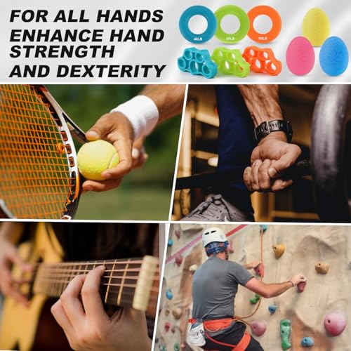 Premium Fingertrainer Klettern Ball Handtraining Handtrainer Set Hand Grip Trainer Strengthener Finger Exerciser Griffbälle Finger Stretcher Silikon zur Stärkung der Finger und Unterarme (9pcs)
