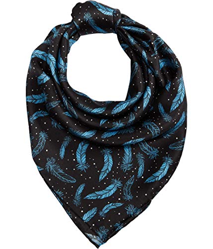 M&F Western Wild Rags Silk Large Patterned Scarf Bandana Navy Feather One Size