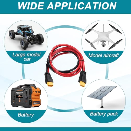 Rallonge XT60 600 VDC haute isolation 10 AWG pour batterie RC FPV