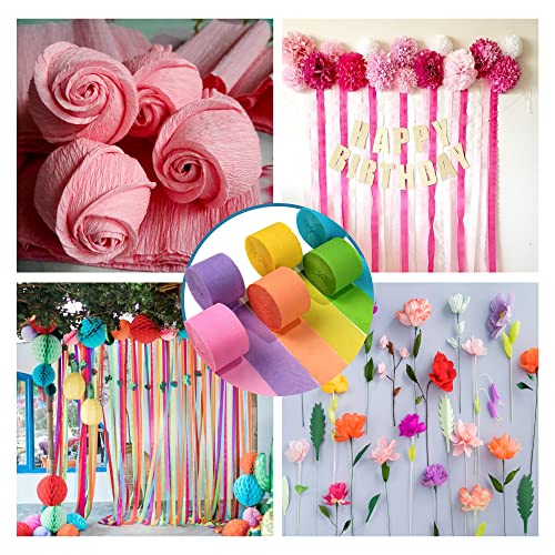 12 Crepe Paper Roll Party Streamers For Birthday Decorations Pink Gold And 10 Other Crepe Streamers For Making Diy 984Ft Long Birthday Streamers #TOP6