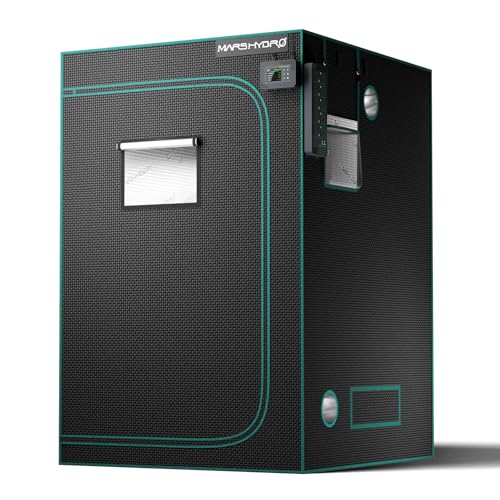 MARS HYDRO 4x4 Advanced Grow Tent, 48'x48'x80' High Reflective Mylar 1680D for Hydroponics Indoor Plant Growing, with Observation Window,Floor Tray and Smooth Zipper for TSW2000/FC4800/FC-E4800