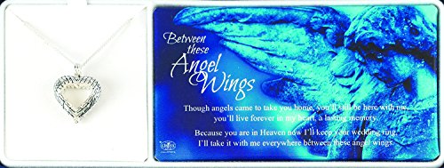 Dicksons Angel Wings Bereavement Heart Ring Holder Silver Plated Pendant Necklace - 18 inch Chain3