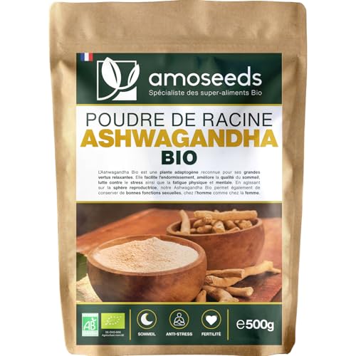 Ashwagandha en Poudre Bio 500G | Ginseng Indien | Stress, Sommeil...