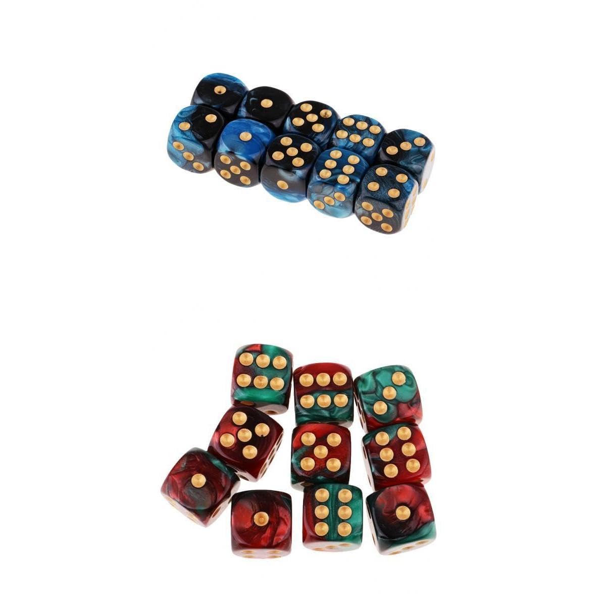 Toy 20x 6sided Game Dice 16mm Dice for Board Games and Teaching Math Red Green Accessories & Dice-picture-42