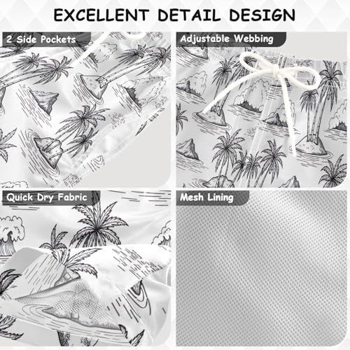 Boys Short Swim Trunks, Baby Swim Shorts 2t, Palm Trees White3