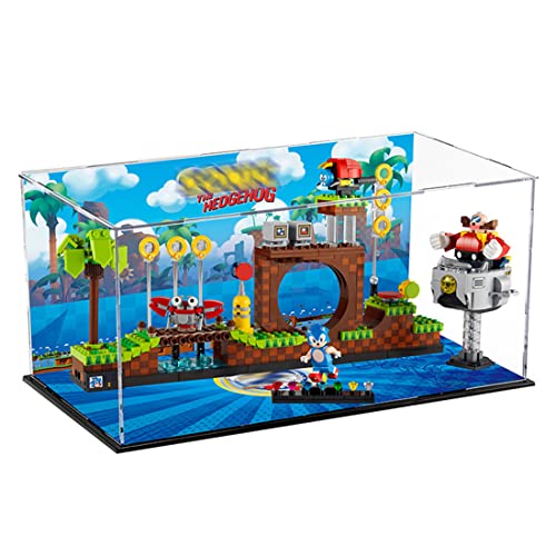 GUDAN Acryl Schaukasten Vitrine für 21331 Sonic The Hedgehog Green Hill Zone, 3mm Perspex Staubbeweis Show Fall Base…