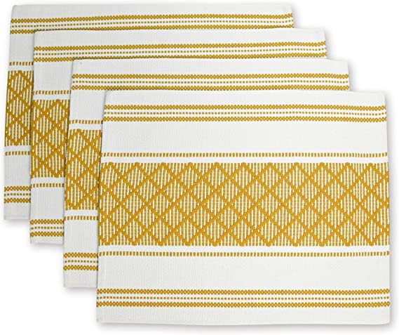 Image of ALSTONIA Cotton Table Runner -Pack of 7 The Style of Our Table Linen and Dining Rooms and Eating Areas (Yellow, 1 PCS Runner 6 PCS PLACMENT)