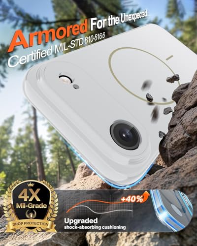Image of Magnetic for iPhone Air Case,Shockproof Matte Cover,White | with Screen Protector,Compatible with MagSafe,Military Grade Drop Protection,Full Camera Protection,Non-Slip Design Case