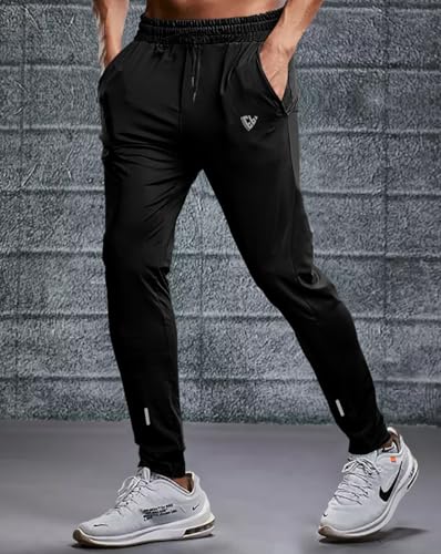 Image of Noble Monk Men's Regular Fit Track Pants | Sport Pant | Plain Track Pant for Men Charcoal Grey