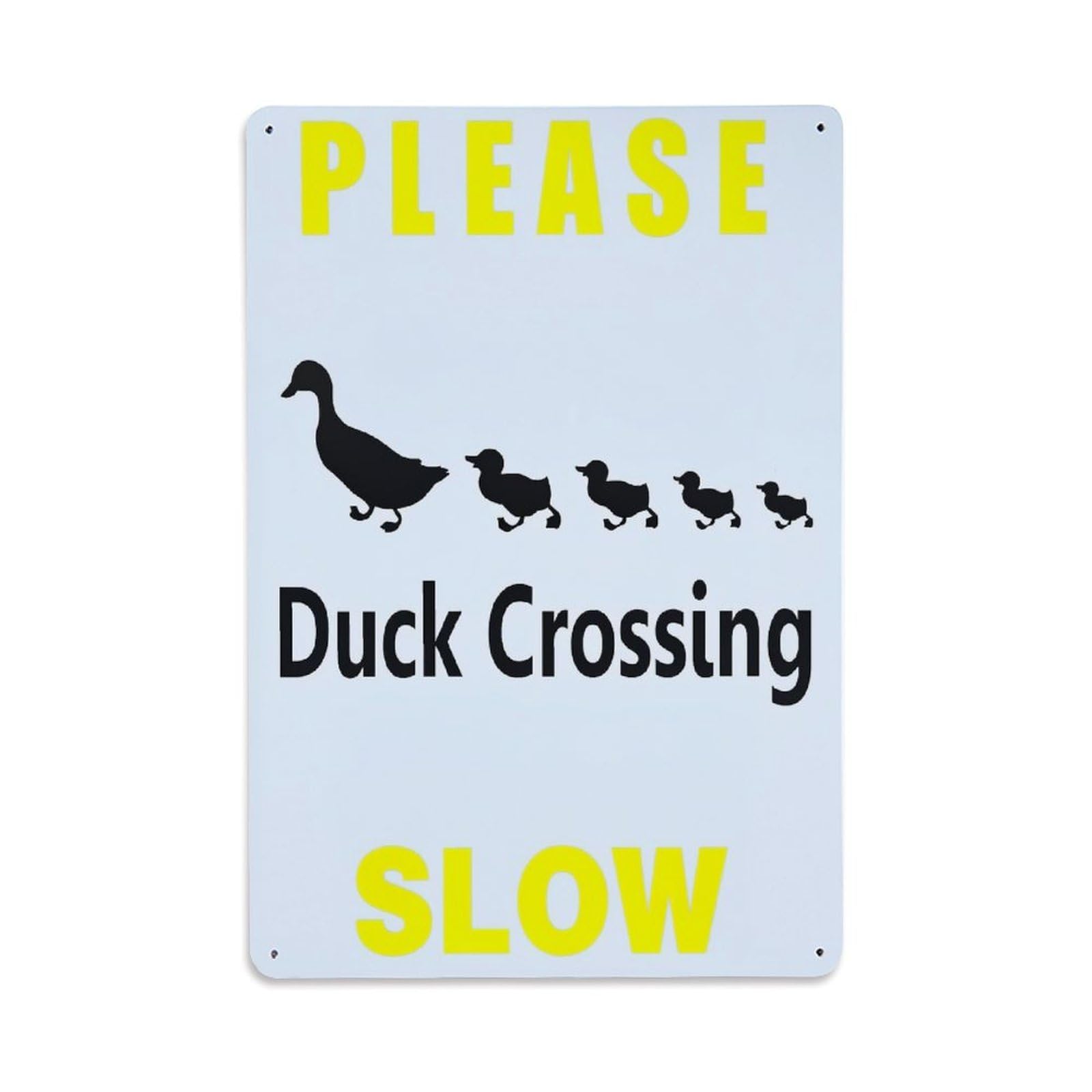 Jdfenggu Vintage Please Duck Crossing Slow Sign Retro Metal Tin Sign, Metal Poster For Bar, Home, Man Cave, Kitchen, Laundry Room Art Decor 8X12 Inch