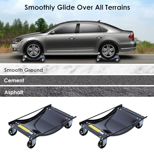 KATSU Tools 2 Stück Rad Rangierheber 1,5 Ton Tragkraft, Mobile Reifenplattform Wagenheber Rangierbrett Autowerk Rangierhilfe Auto PKW Rangierroller