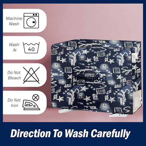 Image of Digital Print Split AC Cover Set for 1.5 Ton Indoor & Outdoor Units - Dustproof & Water Resistant Protection (Signature Blue)