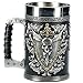 Boccali da Birra 3D Stein Boccale A Doppia Testa Aquila Alata Spada e Scudo Skull Crest Tazza da Caffè in Resina e Acciaio Inossidabile Mug 600Ml,B