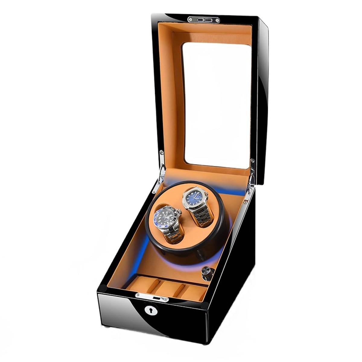 EHVYBDX Double Watch Winder for Automatic Watches with Quiet Motor Display Case 5 Rotation Mode Setting Leather Spring Action Pillow