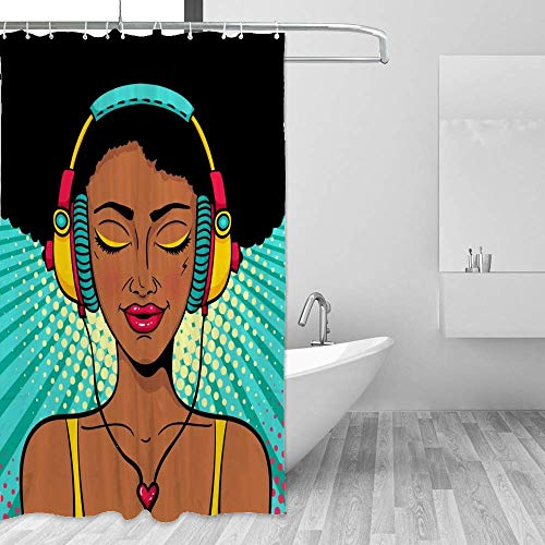 Rideau de douche afro-américaine en polyester premium résistant et lavable - 5