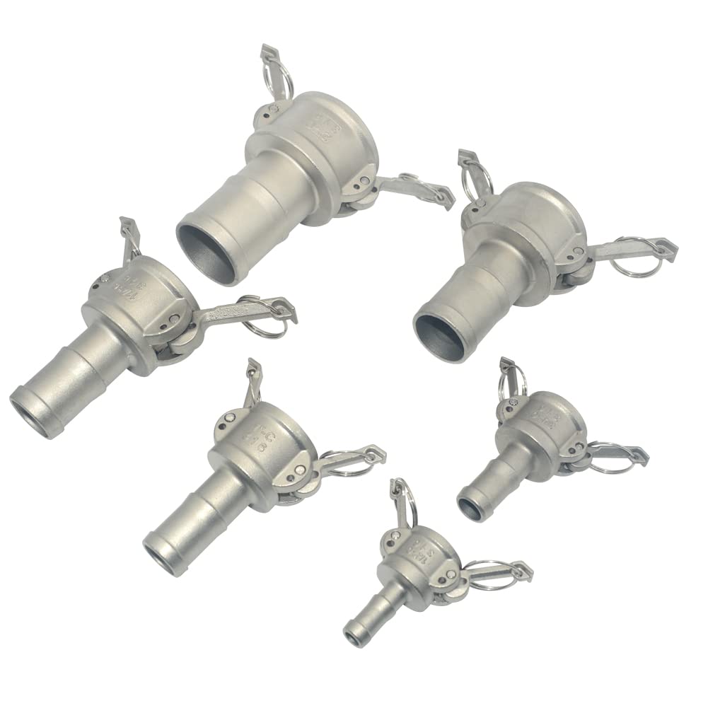VARMHUS Adaptador de manguera Camlock hembra de acero inoxidable 316 de 1-1/4 pulgadas C