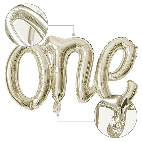 Delightbox Giant Alphabet Letters Foil Balloons 42 Inch White Gold One Script Balloon For Party Supplies Balloons #TOP3