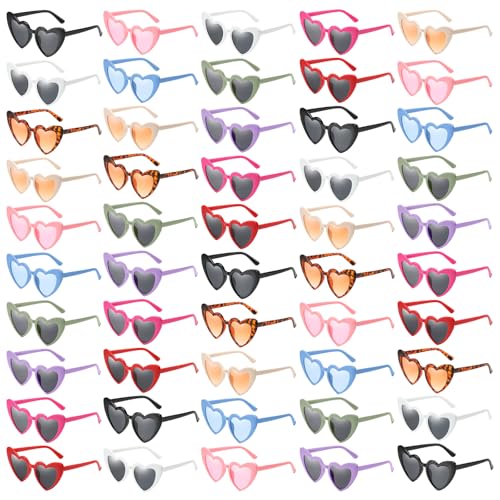 Pibupibu 50 Pack Heart Shaped Sunglasses Bulk Wedding Gifts Bachelorette Bridal Party Favors for Guests Reception