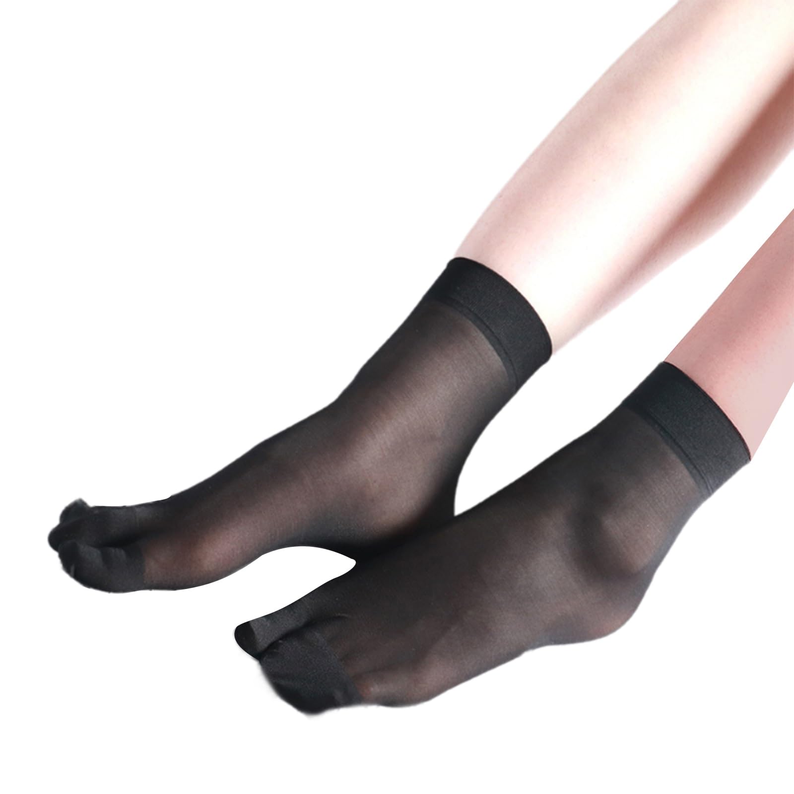 Maxtonser Women's Split Toe Sheer Middle Calf Socks Anti Snags Breathable Mesh Invisible Ankle High Socks for Everyday Formal Wear