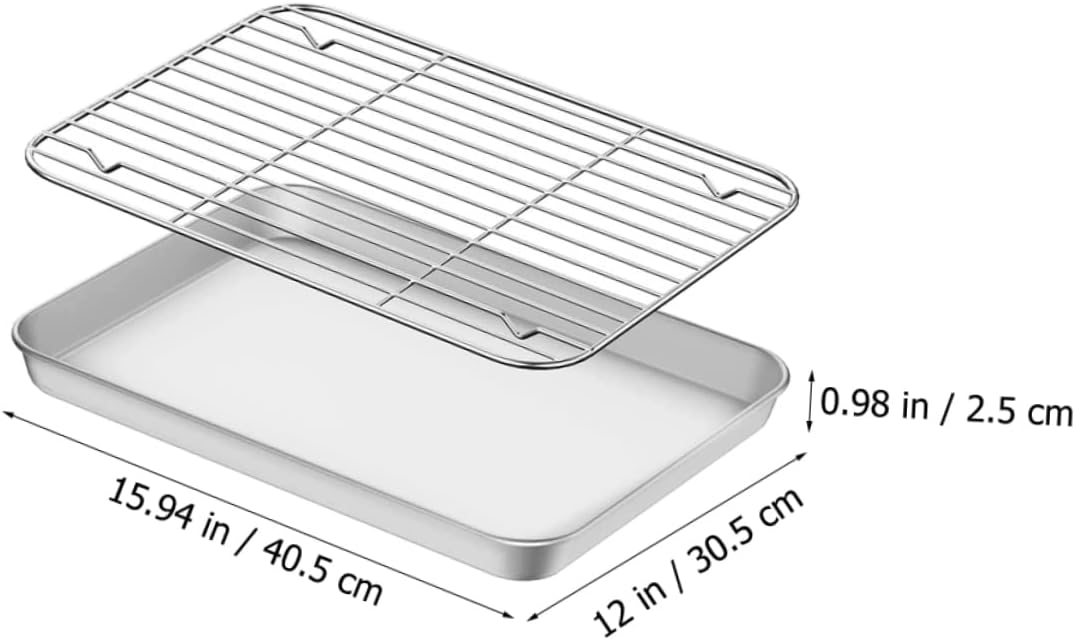 1Set Multi Functional Household Baking Baking Tray with Wire Rack for Oven Dishwasher Safe for Baking Cooking and Cooling Various Foods