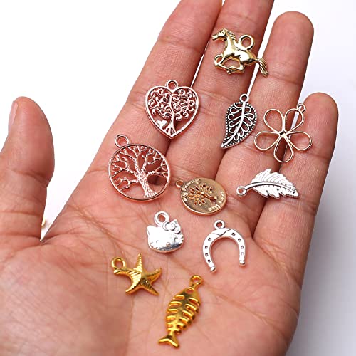 YIEUR Pack of 150 Charms Pendants, Mini Metal Mixed Jewellery Pendants, Vintage Aesthetic Accessories for DIY Jewellery Crafts - Image 4