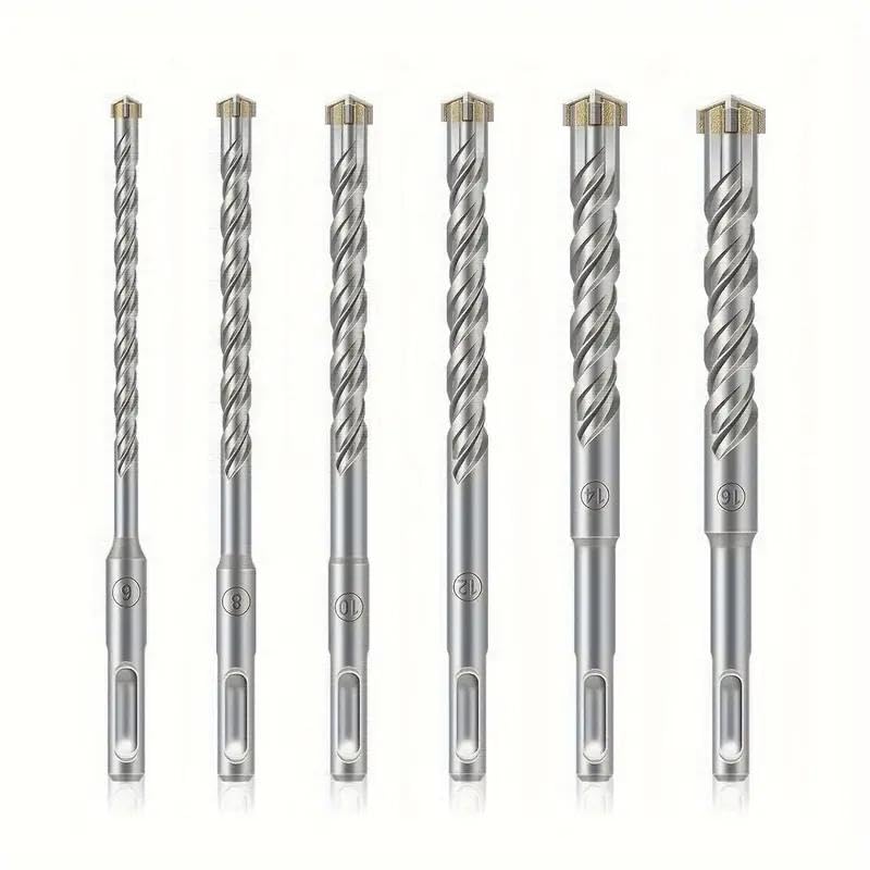 SDS Plus Masonry Drill Bit Set 6 Piece Set with Carbide Tip Spiral Flute Design Ideal for Concrete Drilling SDS Plus Bits Brocas para Concreto Durable and High Performance Tools