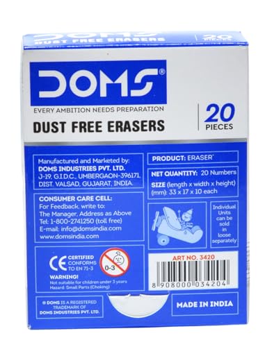 Image of DOMS Eraser Pack of 20|Blue