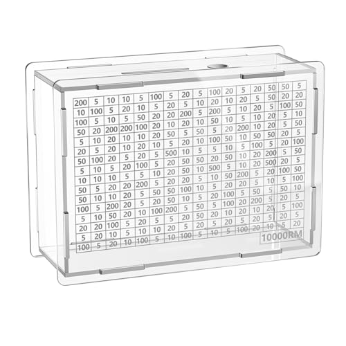 Tirelire pour Adultes, Tirelires, Tirelire avec Compteur de Billets et pièces, Tirelire Transparente avec Objectif d'épargne