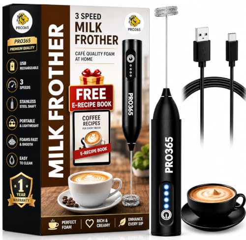 Image of PRO365 Quick Charge Drinks, Coffee Frother | E-Recipe Available | 3-Speed | USB Rechargeable | Dual Spring Stirrer | Lattes & Milkshakes | 1 Year Warranty