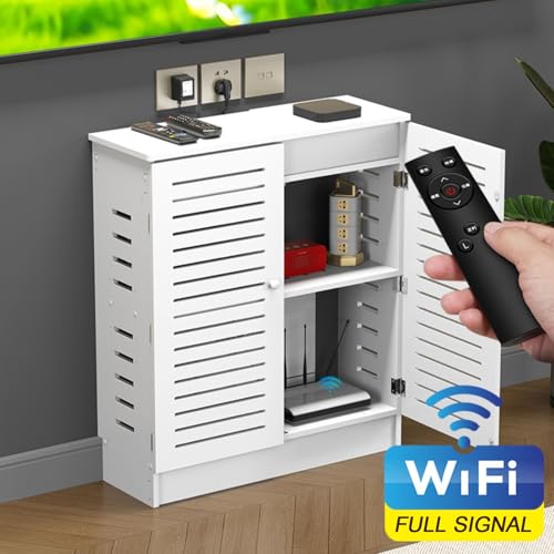 Boîte de rangement pour modem sur pied double niveau grande capacité 60cm