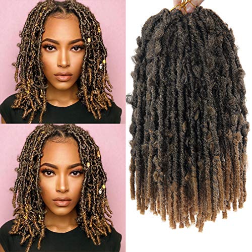 12 Inch Butterfly Locs Crochet Hair Short Bob Butterfly Locs Distressed Locs Most Natural Pre Looped Crochet Braids Hair Extension 80strands(#1B/27, 12inch)