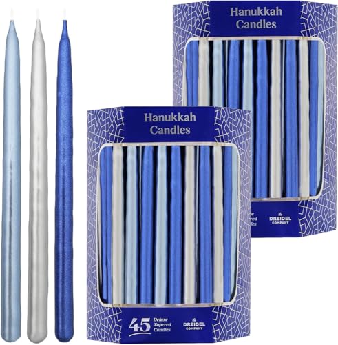 Bougies métalliques Hanoukka anti coulure lot de 45 de qualité supérieure givrées