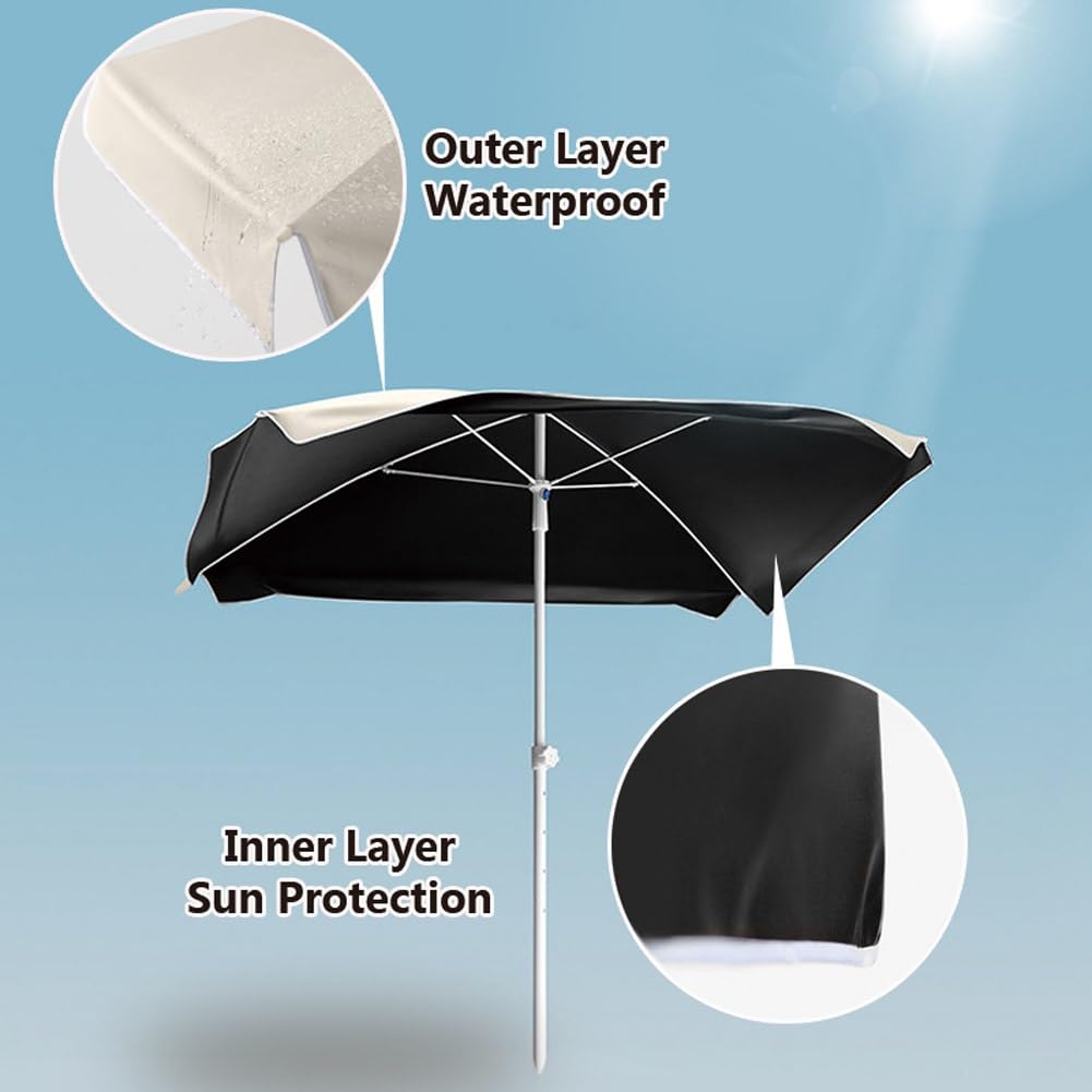 160 x 160 cm Kwadratowy Parasol Ogrodowy z Zasłony Boczne Mały Przenośny Parasol Ogrodowy Wodoodporny UPF 50+ na Plażę Taras Kemping