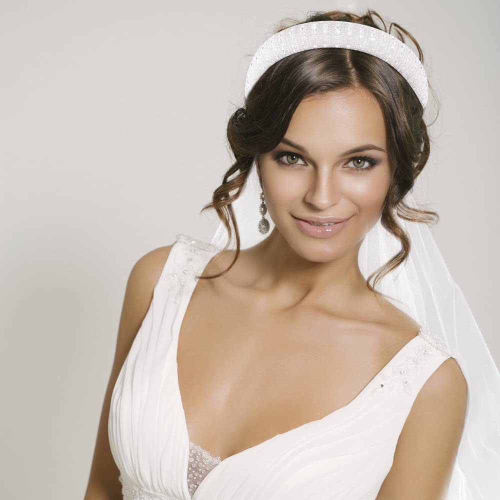 FASOTYBachelorette Party Decorations Bride Headbands with Bridal Veil, White Headpiece Veil Headband Bride Gift for Women, Bridal Shower Gift, Wedding, Bridesmaid Favors