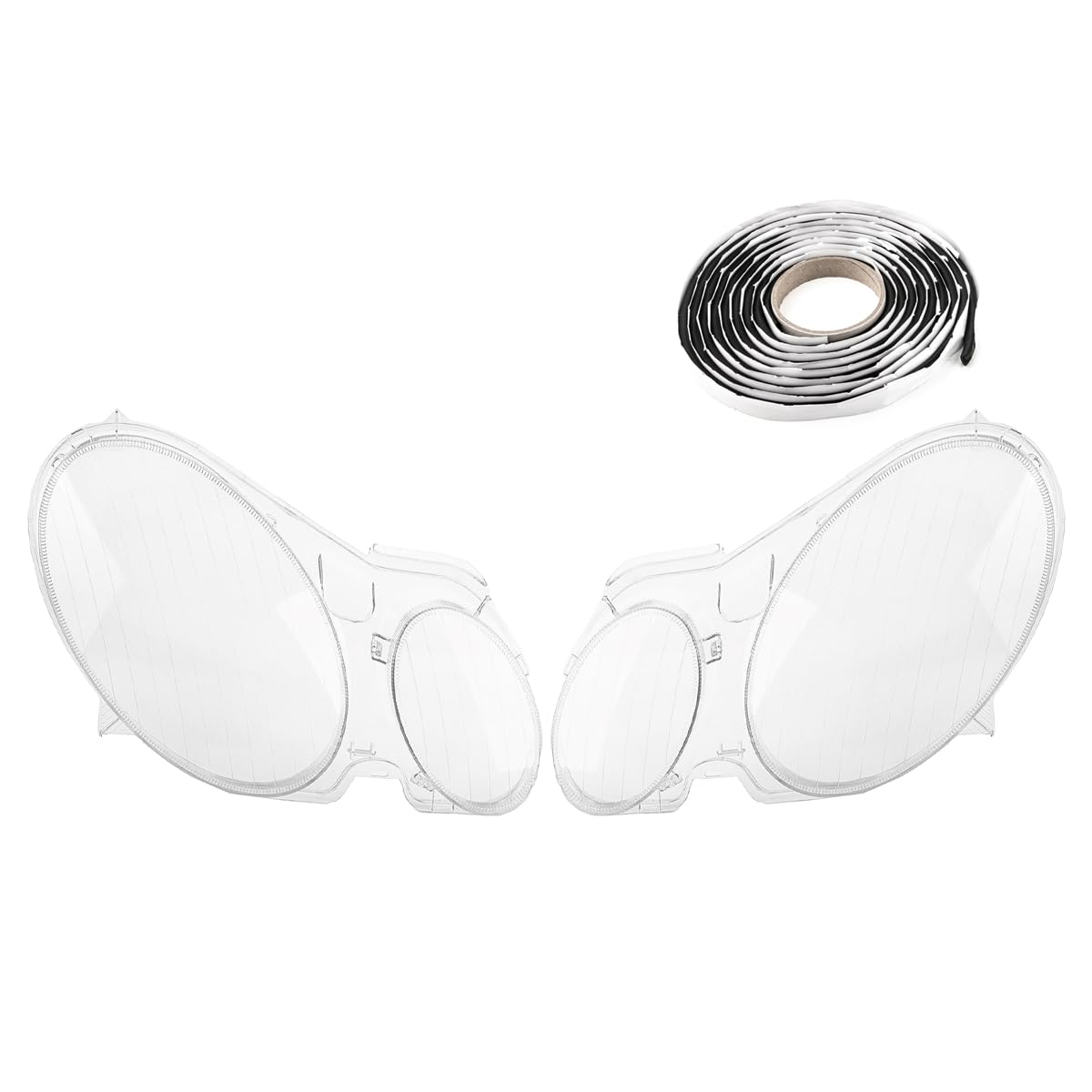 LST 2x Scheinwerferglas Streuscheibe Frontlicht Abdeckung Halogen Xenon links rechts Set kompatibel mit Mercedes-Benz E-Klasse W211 S211 VF211 2002-2009