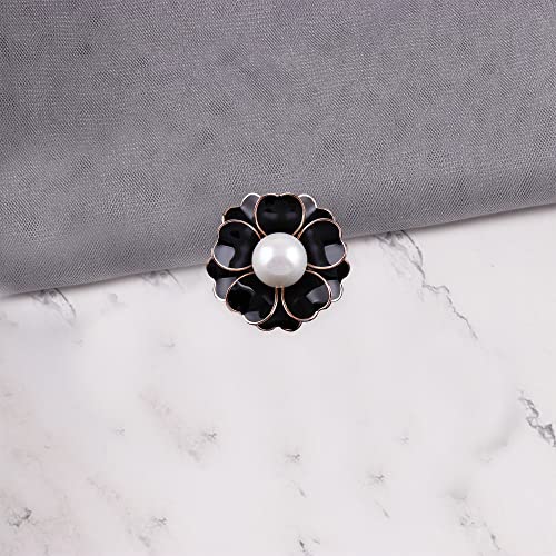Image of Women Camellia Flower Pearl Enamel Brooch Pins for Ladies Jewelry Fashion