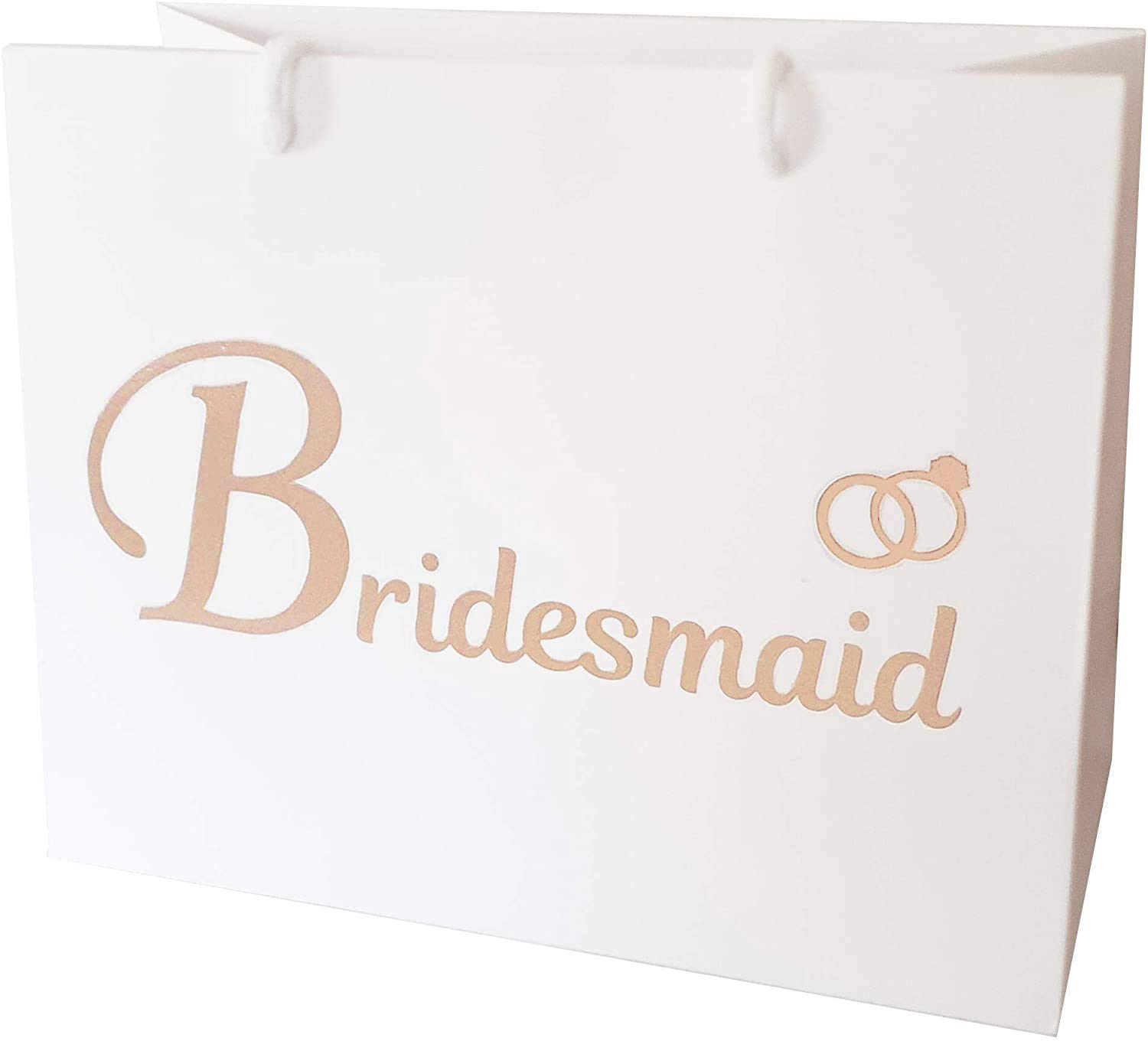 Large Wedding Gift Bags - White and Copper Gold Gift Bag with Rope Handles and Tissue Paper - Favours (Bridesmaid)