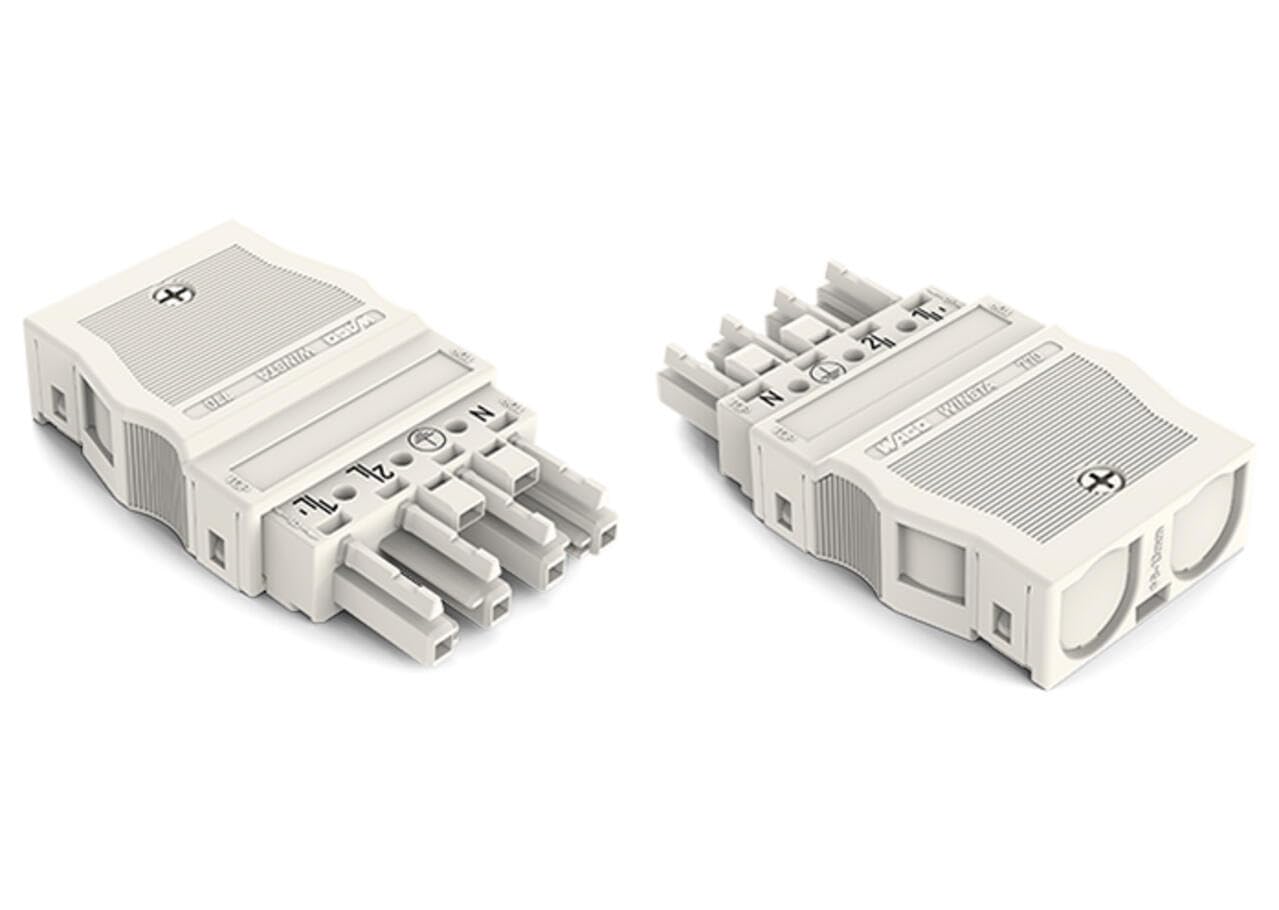 WAGO WINSTA® MIDI 4-Pole Pluggable Connector, 25A, 450V, Push-in CAGE CLAMP, White, 1 x Plug 1 x Socket 2 x Strain Relief Housing and 1 x locking lever, 770-099/K000-0006