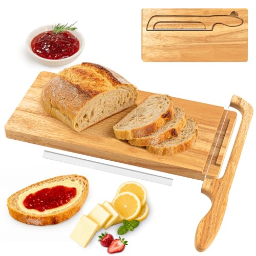 Upgrade Bread Bow Knife and Board Set,Sourdough Bread Slicer and Bread Cutting Board with Magnetic Storage,Space-saving,Right & Left Handed,Perfect for Bagels,Homemade,Ideal Baking Gifts for Woman