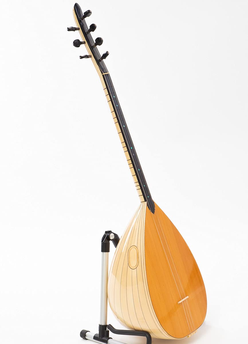 Turkish Short Neck Baglama Saz made of Maple Wood, Cedar Top, With Soft case, free Extra strings & Picks Mizrab - Image 2