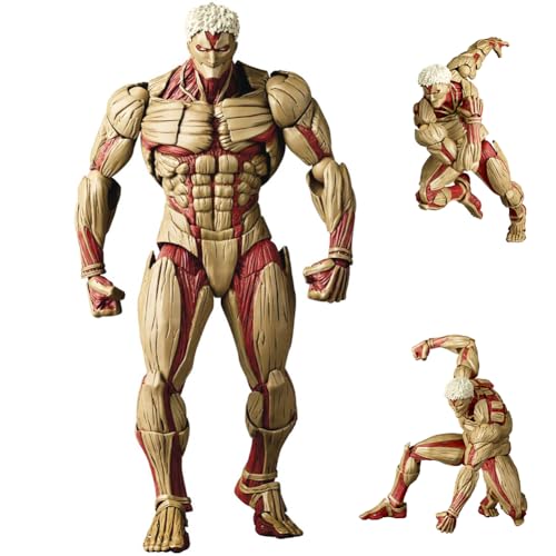 Anjinguang Reiner Braun Figurine d'action avec articulations mobiles Statues d'anime avec accessoires interchangeables Forme Titan de combat Eren Jaeger Figurine à...