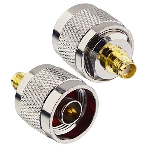 BOOBRIE Conector N Macho a SMA Hembra Adaptador RF SMA a N-Type Adaptador SMA Hembra N Macho Conector N a SMA Convertidor Cable Coaxial Conector para WiFi Antenas Broadcast Radios WiFi 2-Pack Cover