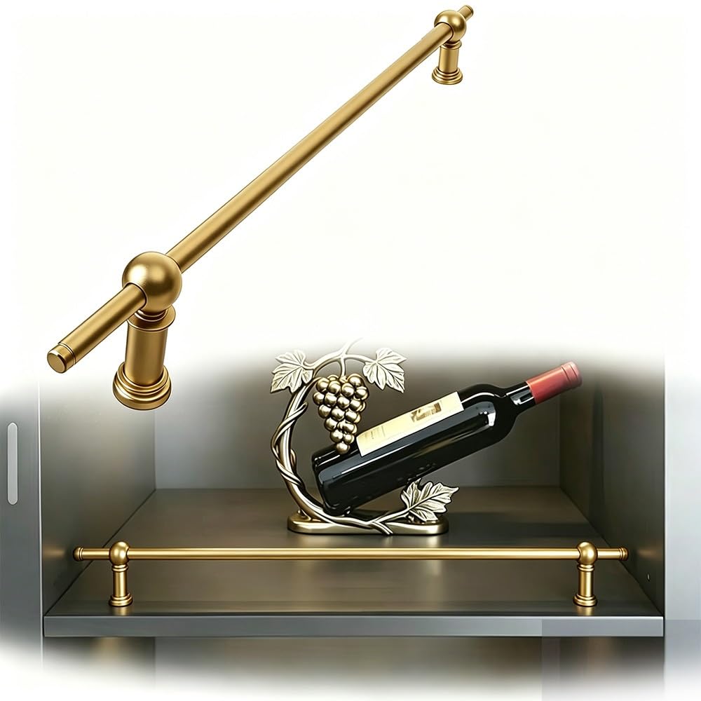 TAJMDGW Anti-Fall Shelf Guard Rail Aluminum Cabinet Fences Decorative Guardrail Bars Gallery Shelf Rail for Shelves Bookshelf Closet Shoe Rack(Gold,80cm(31.5"))