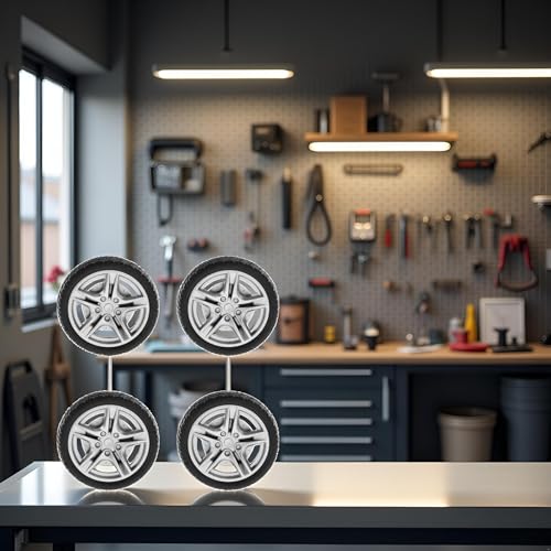 4Pcs Black Toy Car Wheel Tires,48mm Simulation Rubber Wheel Tire Toy Model DIY RC Spare Parts Easy Installation Small in Size,Remote and App Controlled Vehicles and Parts,Wheels and Tires - Image 4