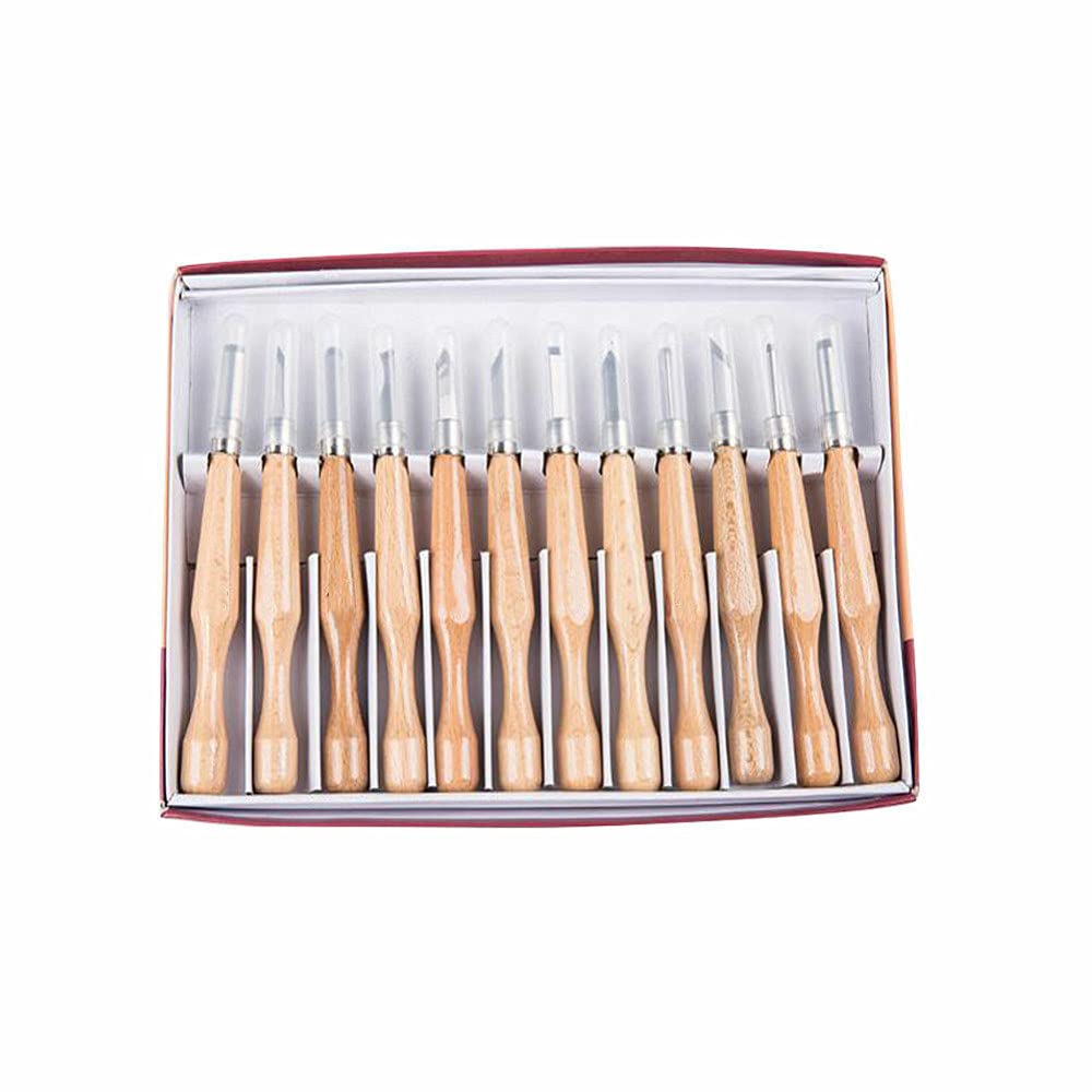 Set di strumenti per scalpelli a mano da intaglio del legno da 12 pezzi professionali per sgorbie per la lavorazione del legno, come mostrato