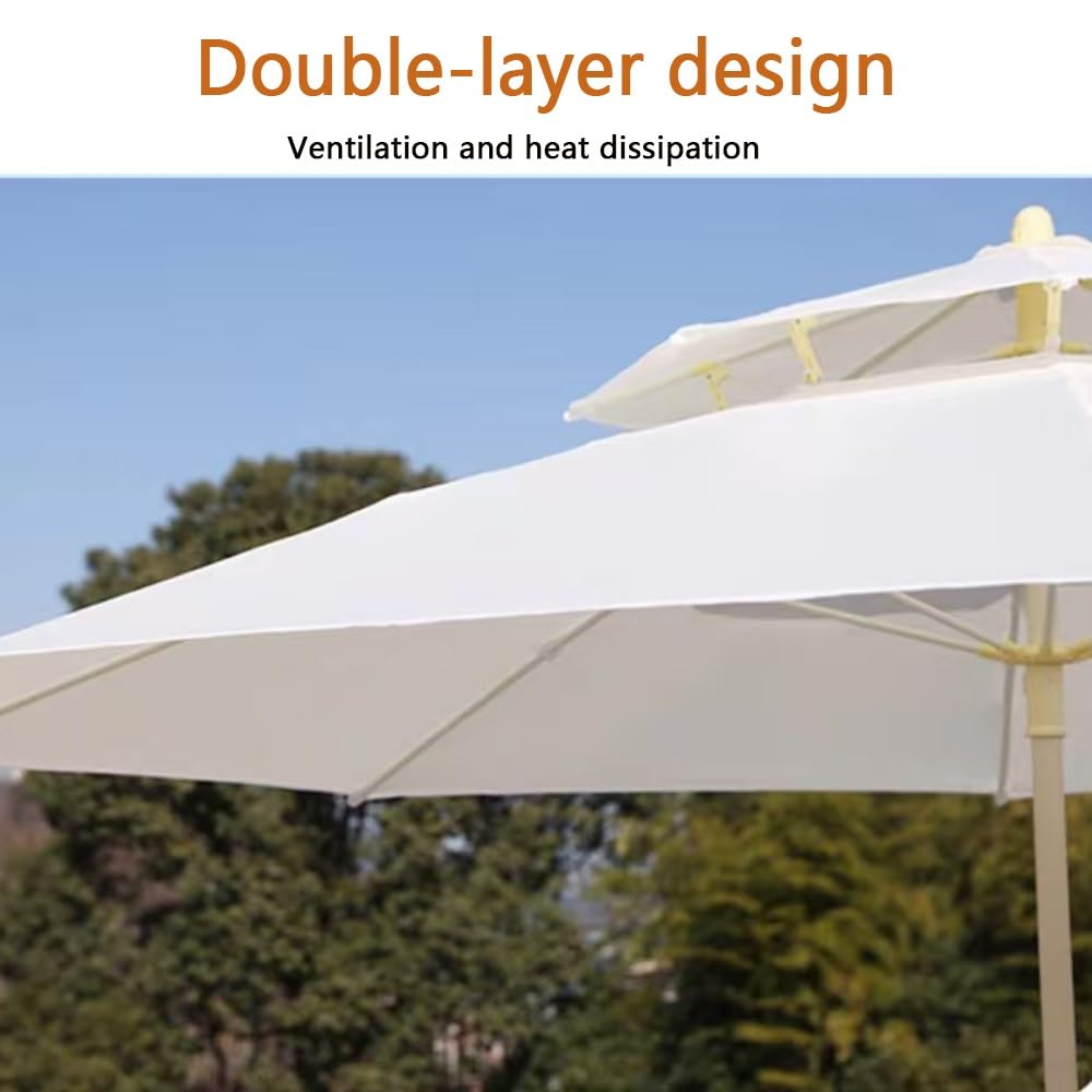 300cm Ombrellone Da Giardino Tende Laterali Ombrellone Da Mare | Ombrellone Da Balcone 8 Stecche, Anti-UV, Tettuccio Ventilato A 2 Livelli Ombrellone Per Esterni