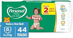 Personal Fralda Baby Total Protect Pants Grande, 44 Unidades