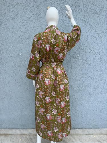Image of Hand block print Cotton Kimono bikini cover up,Indian Hand block print Cotton Bath Robe,Swim Wear,Nighrwere Dressing Gown