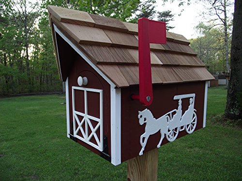 Flash Deals - 70% OFF Amish Handmade Handcrafted Rural Mailbox w Flag Red Horse & Buggy