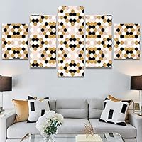 SIGNWIN 5 Panel Canvas Wall Art Modern Art Contemporary Dramatic Geometric Mixed Media Multicolor Patterns for Home Decorations Ready to Hang - 60